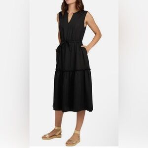 Lands' End Black Sleeveless Midi Dress
